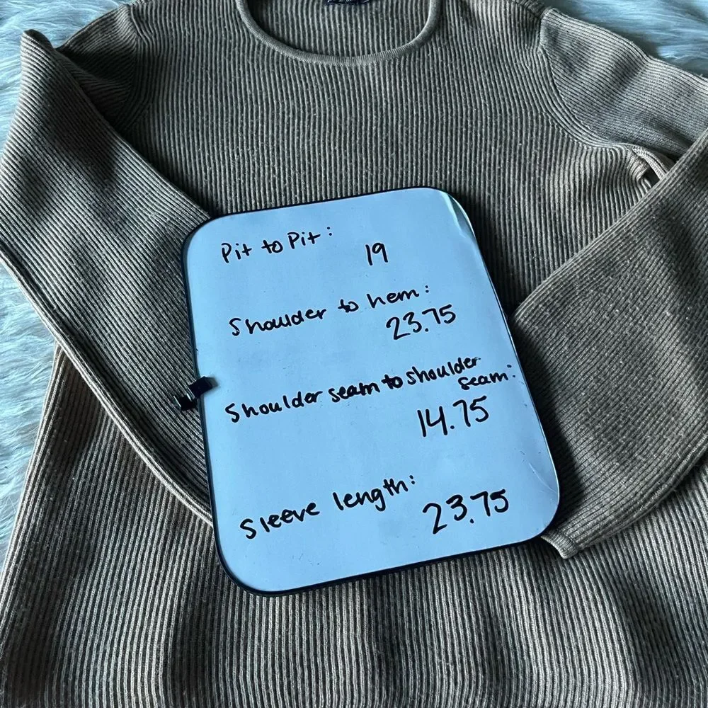 J. McLaughlin Wool Ribbed Blouson Sleeve Sweater in Tan - Picture 11 of 12